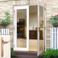 La Porte White French Door Pair & Frame Set with Brass Fittings