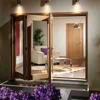 la porte vista 3 door oak folding patio door set opens left fully deco ...