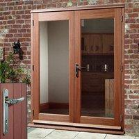 La Porte Hardwood French Door Pair & Frame Set with Chrome Fittings