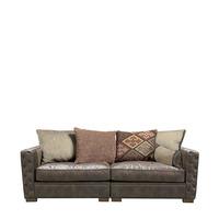 Laurence Distressed Leather With Fabric Midi Sofa