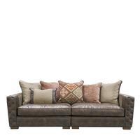 Laurence Distressed Leather With Fabric Maxi Sofa