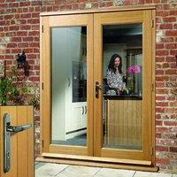 La Porte Oak French Door Pair & Frame Set with Chrome Fittings