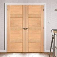 Latina Oak Flush Panel Door Pair