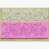 Lace Fondant Cake Chocolate Resin Clay Candy Silicone Mold Mat, L16.7cmW6.2cmH0.4cm(Color Random)
