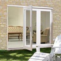 La Porte Vista 3 Door White Folding Patio Door Set - Opens Right, Fully Decorated