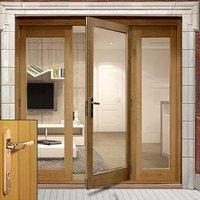 la porte oak french door pair side frame right with brass fittings