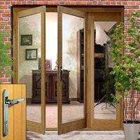 la porte oak french door pair side frame right with chrome fittings