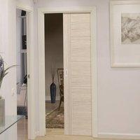 Laminates Ivory Painted Single Pocket Door - Prefinished