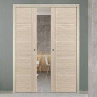Laminates Ivory Painted Double Pocket Doors - Prefinished