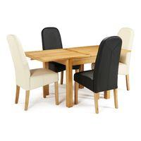 Lambeth 80-160cm Dining Set with 4 Marlow Faux Leather Chairs