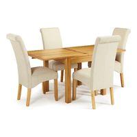 Lambeth 80-160cm Dining Set with 4 Kingston Fabric Chairs