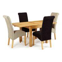 Lambeth 80-160cm Dining Set with 4 Kingston Plain Fabric Chairs