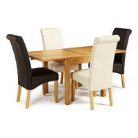 Lambeth 80-160cm Dining Set with 4 Kingston Faux Leather Chairs