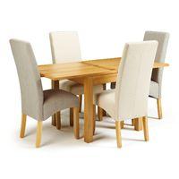 Lambeth 80-160cm Dining Set with 4 Merton Fabric Chairs