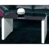 Larus Black Glass Top Coffee table with High Gloss White Legs