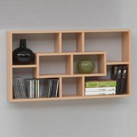 Lasse Bookcase Wall Shelves In Beech With 8 Compartments