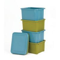large storage bin with lid olive green pack 10