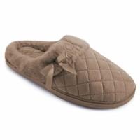 Ladies SlumberzZ Quilted Stiching Design Warm Faux Fur Lined Mule Style Slippers