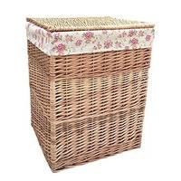 Large Light Steamed Square Laundry Baskets with Garden Rose Lining