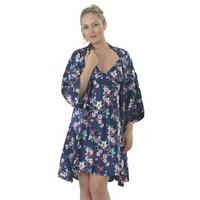 Ladies Floral Polyester Satin Chemise & Matching Wrap Dressing Gown MN85