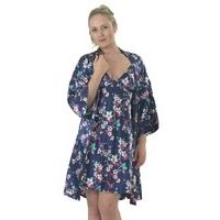 ladies floral polyester satin chemise matching wrap dressing gown mn85