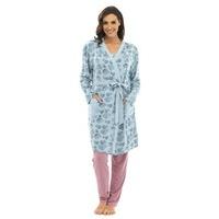 Ladies Floral Print Lightweight Knee Length Bathrobe Jacket With Front Pockets