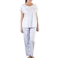 Ladies Floral Design Short Sleeve Button Front Pyjamas Nightwear Sleepwear 1537