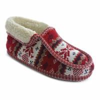 Ladies SlumberzzZ Warm Fleece Lined Fairisle Knitted Peruvian Bootee Slippers