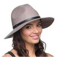 Ladies Fashionable Wool Fedora Trilby Style Hat With Black PU Leather Band