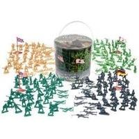 Large Bucket of Toy Soldiers in 4 colours with National Flags