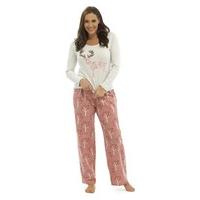 Ladies Reindeer Fox Jersey Top Flannel Bottoms Pyjamas