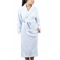 Ladies Lightweight And Warm Embossed Fleece Wrap Over Dressing Gown Bathrobe