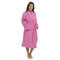 Ladies Supersoft Warm 100% Cotton Wrap Over Shawl Collar Dressing Gown Bathrobe