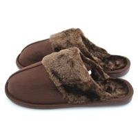 Ladies Faux Suede Mule Slippers Chestnut Brown UK Size S 3-4