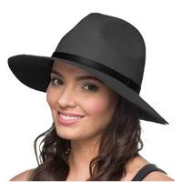 Ladies Fashionable Wool Fedora Trilby Style Hat With Black PU Leather Band