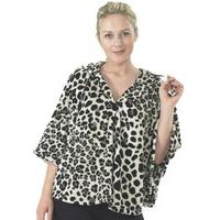 Ladies Hooded Fleece Animal Print Poncho Style Bed Jacket Nightwear Loungewear