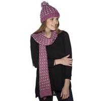 Ladies Chunky Crochet Knit Fashion Winter Set Pom Pom Beanie Style Hat & Scarf