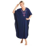 ladies one size kaftans embroidered neckline lace edging full length 8 ...