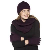 ladies chunky knitted fashion winter set pom pom beanie style hat glov ...