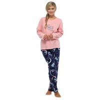 Ladies Tom Franks Applique And Printed Long Warm Fleece Pyjama Sleepwear Set