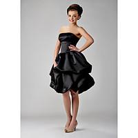 LAN TING BRIDE Knee-length Strapless Bridesmaid Dress - Little Black Dress Sleeveless Satin