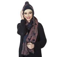 Ladies Fairisle Knit Fashion Winter Trapper Style Hat And Scarf Set