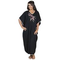 ladies embroidered satin trim long kaftan sleepwear free size fits mos ...