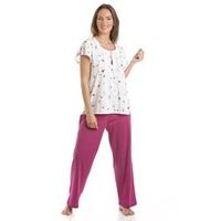 Ladies La Marquise Nightwear Jersey Cotton Short Sleeve Pyjamas - Flower Print