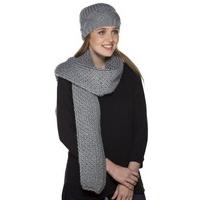 Ladies Chunky Cable Knit Beanie Style Hat & Scarf Fashion Winter Set