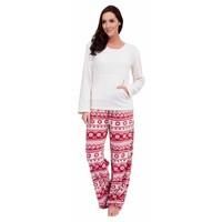 Ladies Soft Microfleece Long Sleeve Fairisle Design Pyjama Set ~ UK 8 - 18