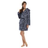Ladies Supersoft Warm Shimmer Fleece Wrap Over With Hood Bathrobe Dressing Gown