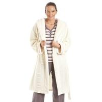 ladies supersoft waffle fleece wrap over shawl hood dressing gown bath ...