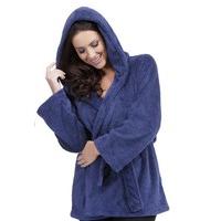 Ladies Hooded Fleece With Added Glitter Mini Wrap Bedjacket Nightwear Loungewear