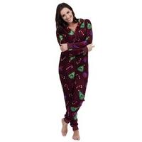 Ladies Christmas Xmas Warm Fleece Hooded Onesie Sleepsuit Pyjamas